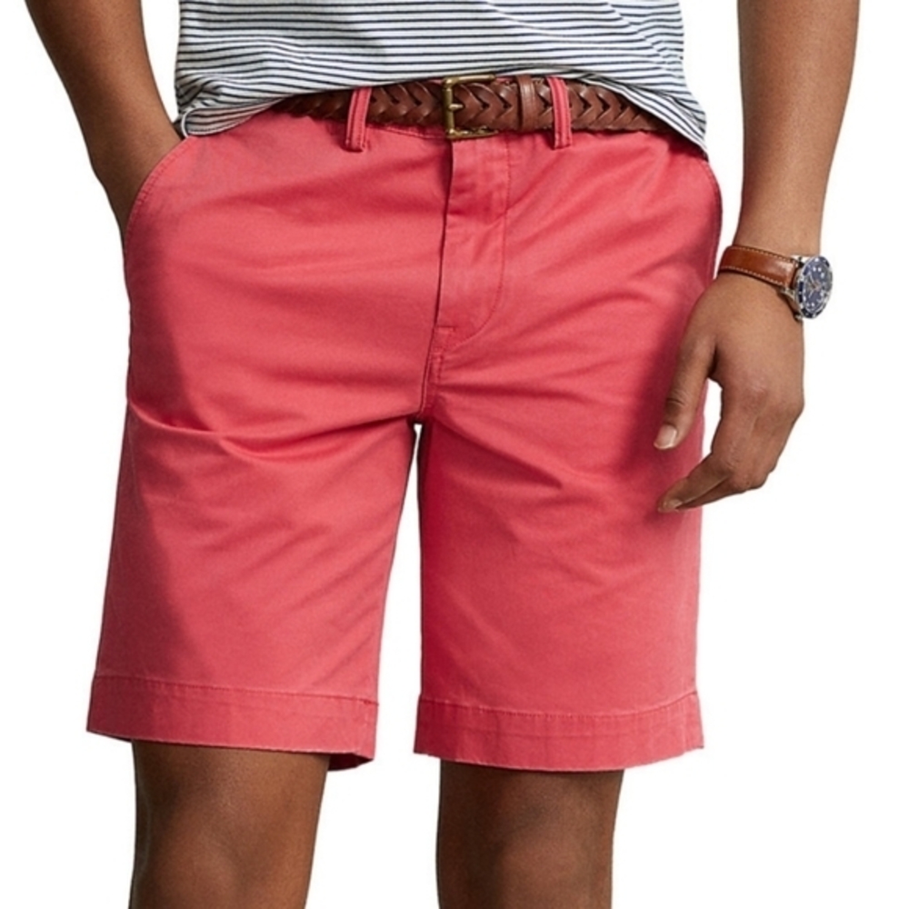 NWT Polo Ralph Lauren Men’s‎ Classic Fit 9” Red Pink Shorts Stretch Cotton 40